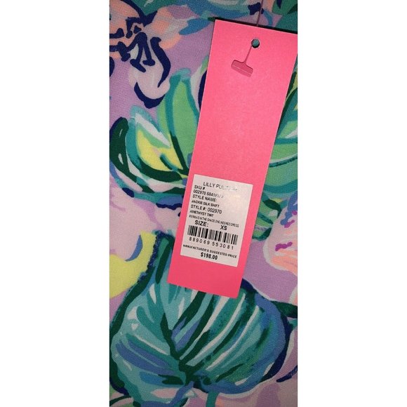 Lilly Pulitzer Mermaid In The Shade Jackie Purple Green Silk Shift Dress New XS - Picture 8 of 9